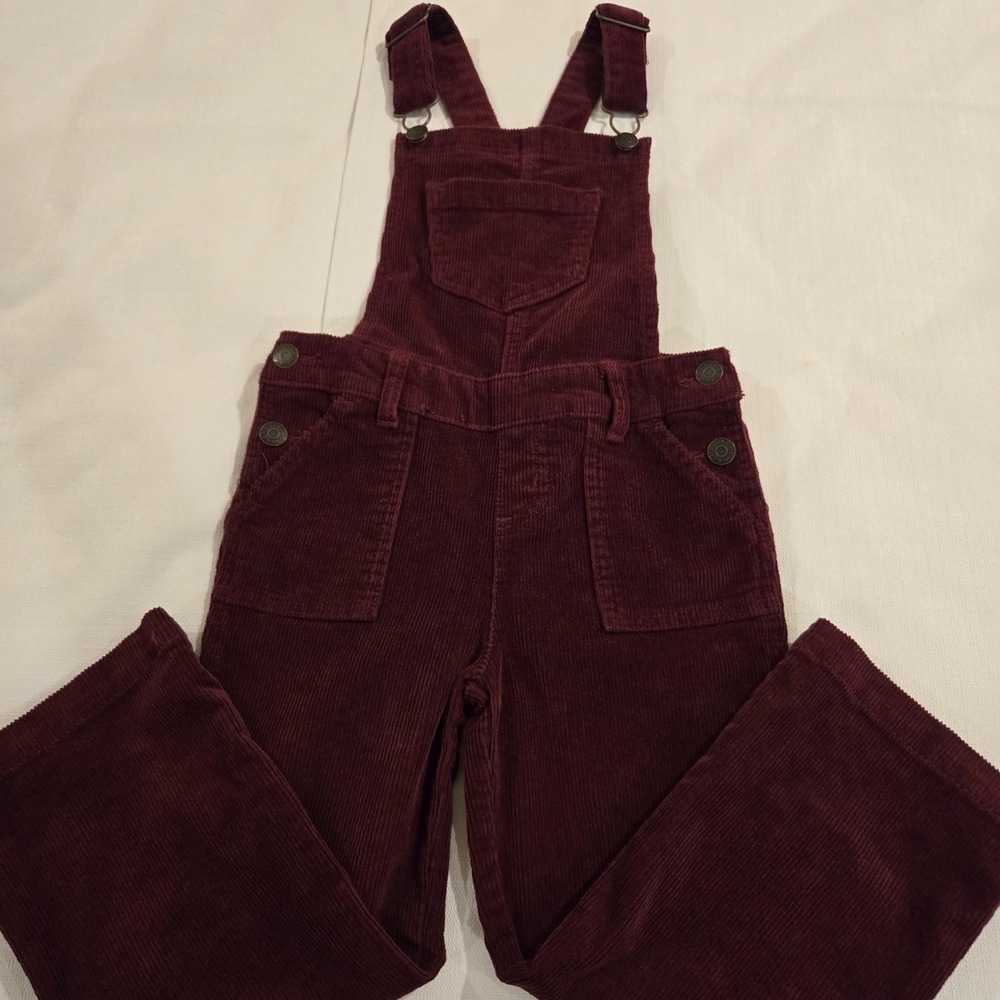 Cat & Jack Girl's Burgundy Corduroy Overalls Adjustable Straps Size XS 4/5